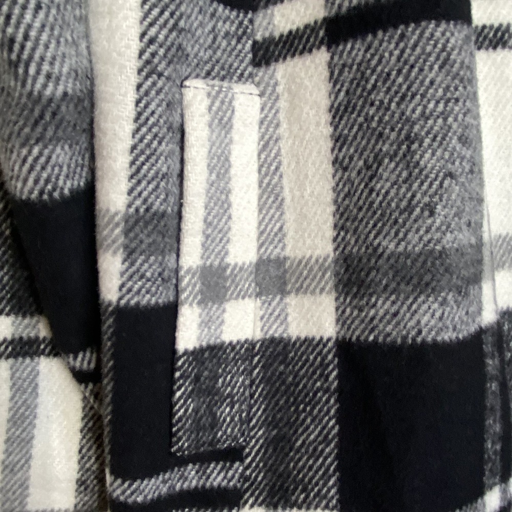 AVA & VIV Plaid Black White Flannel Button Fly Front Women's Coat‎ XL Lined - Picture 4 of 7